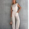 DO+B-001 Diva Moments Satin Pocketed Jumpsuit - Champagne - LAST CHANCE