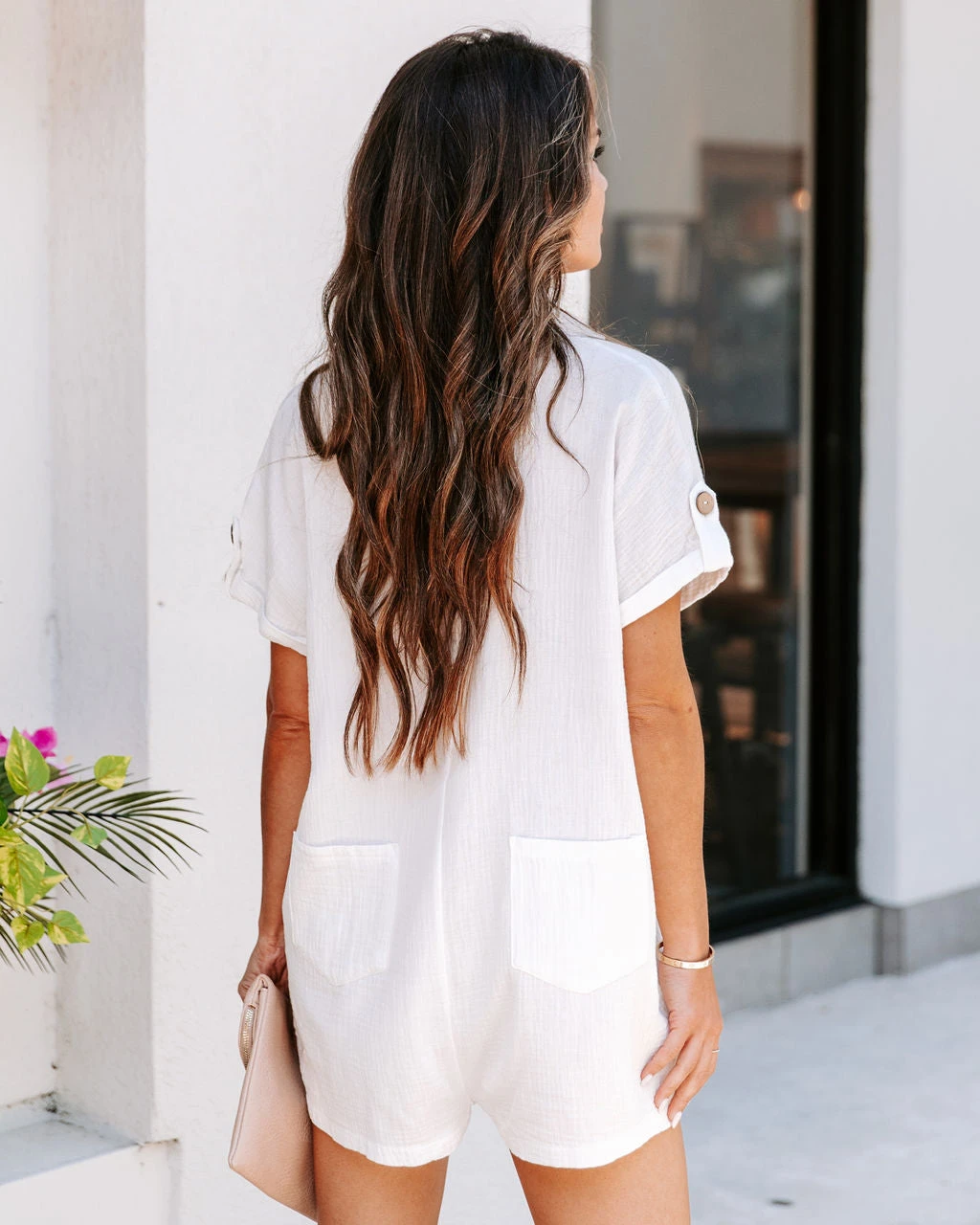 MABL-001 Splendor Spring Cotton Pocketed Romper - White - LAST CHANCE - Image 2