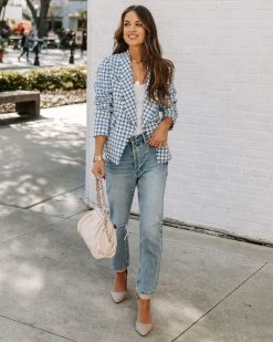 FORE-001 Lindell Pocketed Tweed Blazer - Blue - FINAL SALE