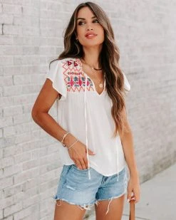 BLU-001 Buenaventura Embroidered Babydoll Top - FINAL SALE