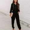 VELV-001 Dorothy Tencel Pocketed Jumpsuit - Black - FINAL SALE