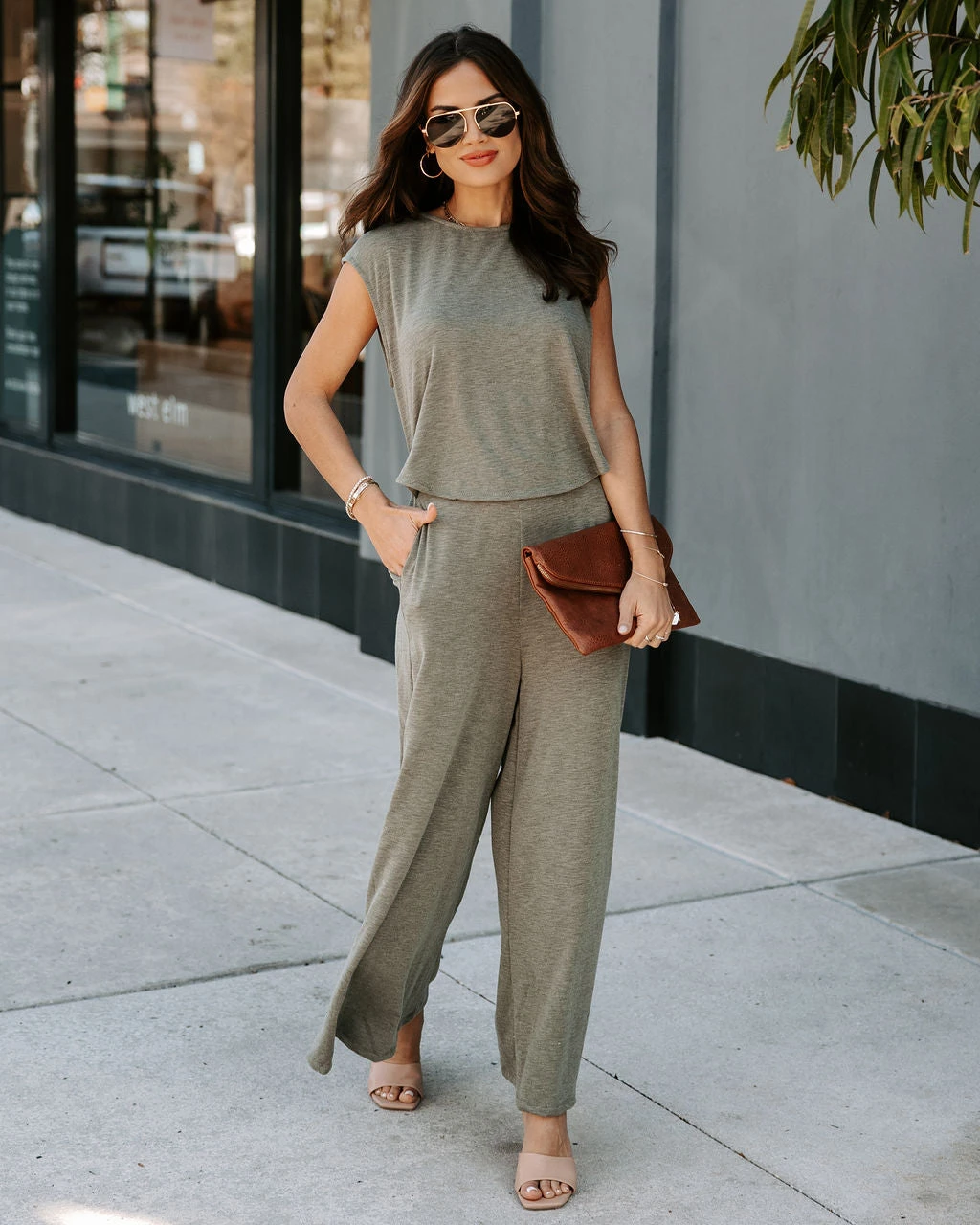 BUCK-001 Not What It Seems Pocketed Jumpsuit - Olive - SALE