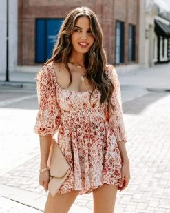 OLIV-001 Alize Printed Romper - Rust Multi - FINAL SALE