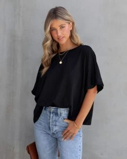 VANI-001 Effortless Vibes Oversized Tee - Black - FINAL SALE