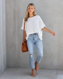 VANI-001 Effortless Vibes Oversized Tee - Oatmeal - FINAL SALE