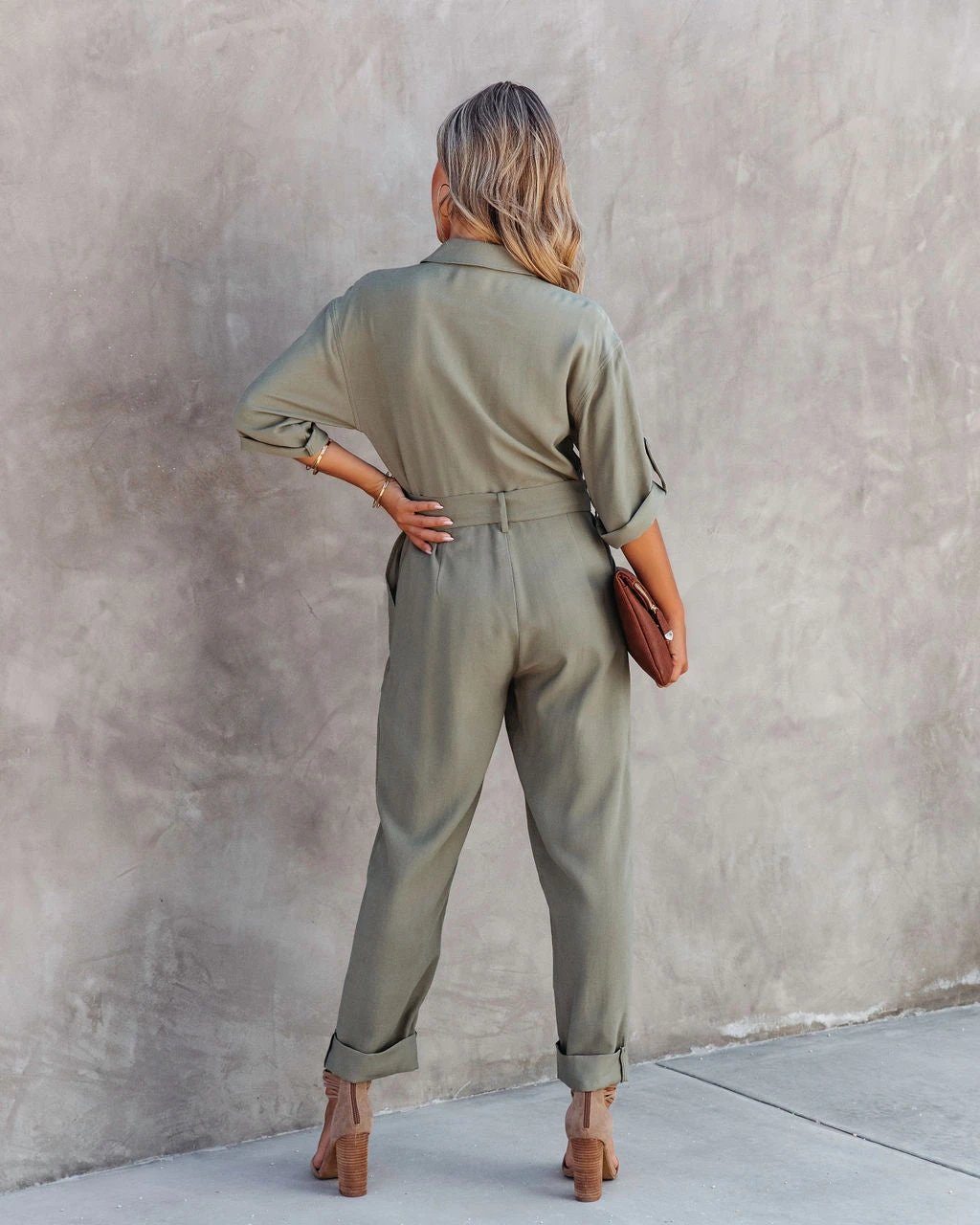 FATE-001 Exploring The Orchards Pocketed Belted Jumpsuit - Olive - FINAL SALE - Image 2