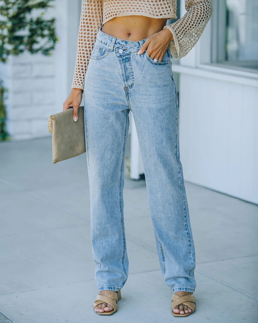 CLOU-001 Demetria High Rise Criss Cross Denim - FLASH FINAL SALE