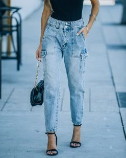 TEA-002 Konner High Rise Cargo Denim - FINAL SALE