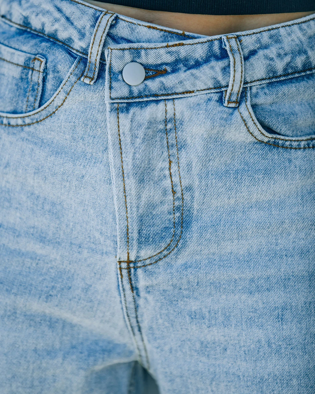 CLOU-001 Culture High Rise Distressed Criss Cross Denim - Image 4