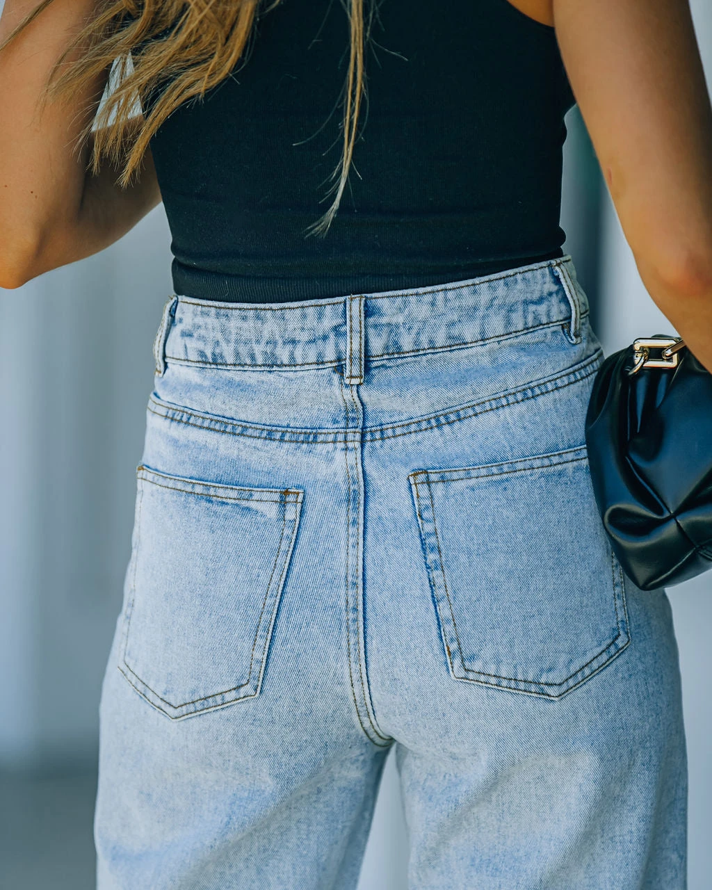 CLOU-001 Culture High Rise Distressed Criss Cross Denim - Image 10