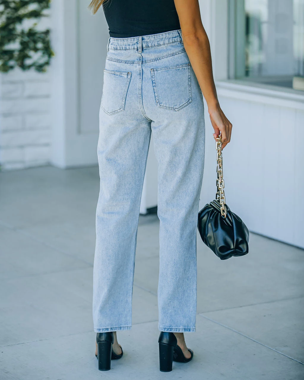 CLOU-001 Culture High Rise Distressed Criss Cross Denim - Image 2