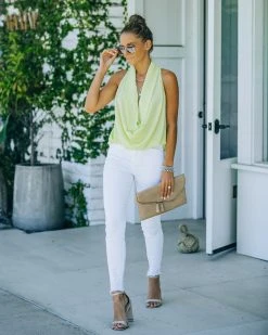 FATE-001 Goddess Drape Blouse - Neon Green - FINAL SALE