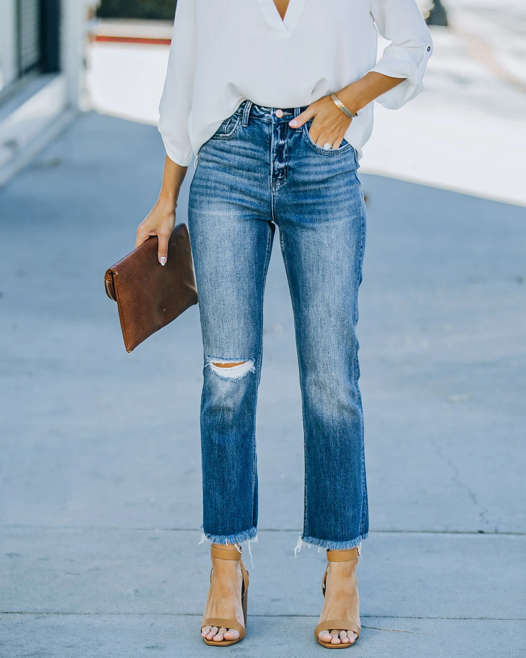 VERV-001 Kourt High Rise Straight Leg Denim - Dark Wash - FINAL SALE - Image 5