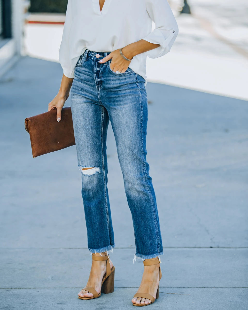 VERV-001 Kourt High Rise Straight Leg Denim - Dark Wash - FINAL SALE