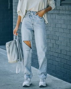 ENDL-001 Raven High Rise Distressed Criss Cross Denim - FINAL SALE