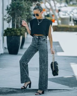 KANC-001 Raila Ultra High Rise 90S Flare Denim - Grey - FINAL SALE