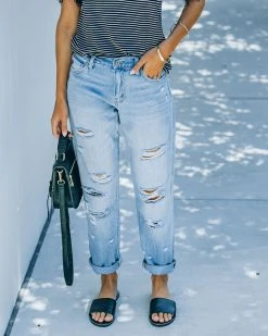 KANC-001 Wander High Rise Distressed Boyfriend Denim - LAST CHANCE