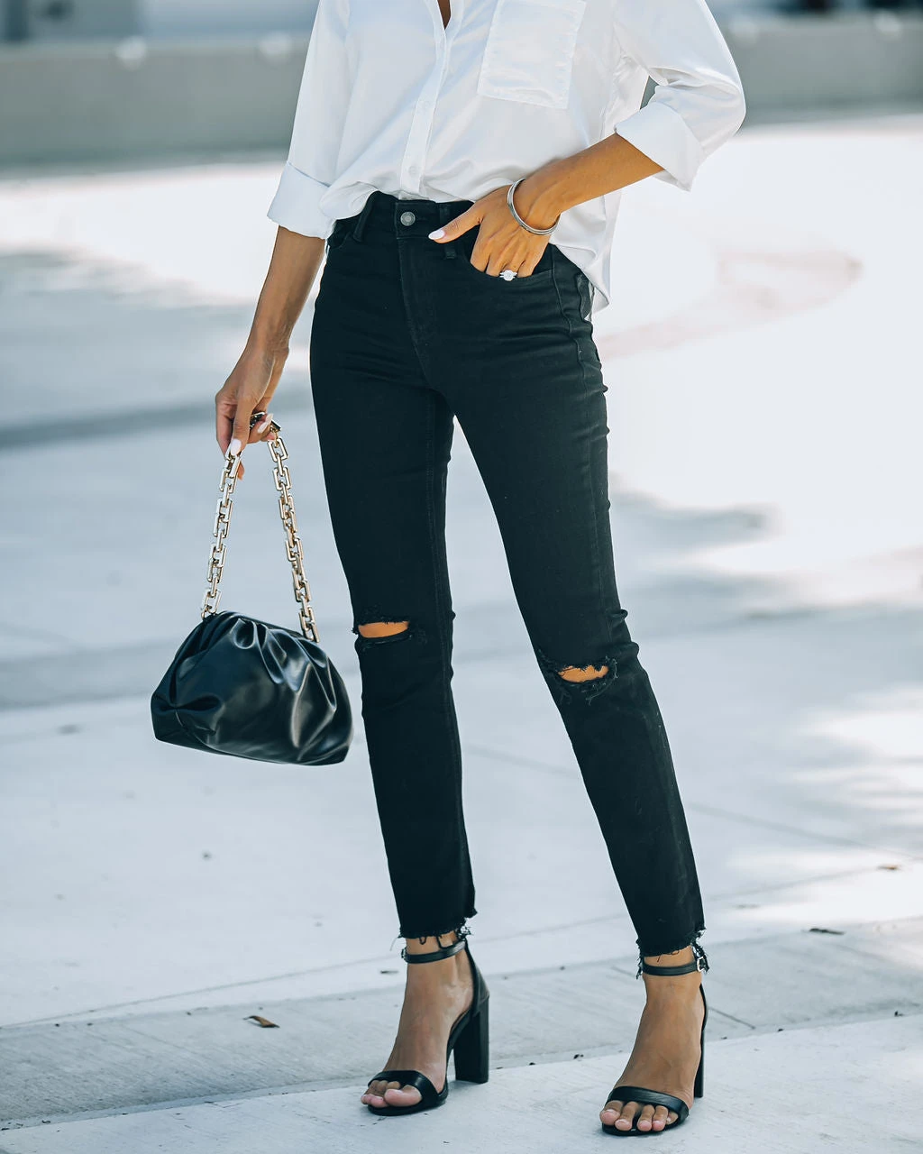 FLYI-001 Cruz High Rise Stretch Distressed Straight Jeans - FINAL SALE - Image 6