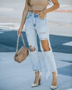 HIDD-002 Canyon High Rise Distressed Crop Flare Denim