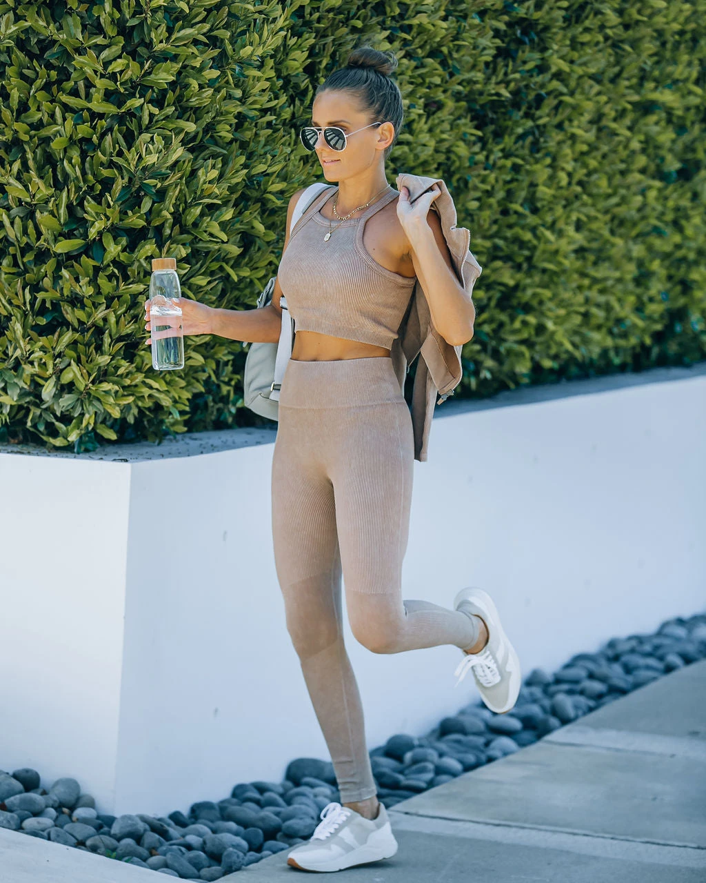 MONO-001 Sculpt Ribbed Knit Crop Tank - Dusty Mauve - LAST CHANCE - Image 7