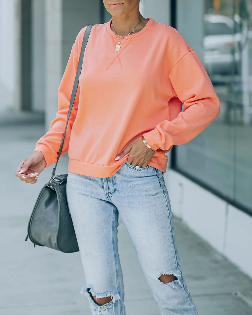 PAPE-001 Comfortably Me Lightweight Pullover - Coral - FINAL SALE - Image 6