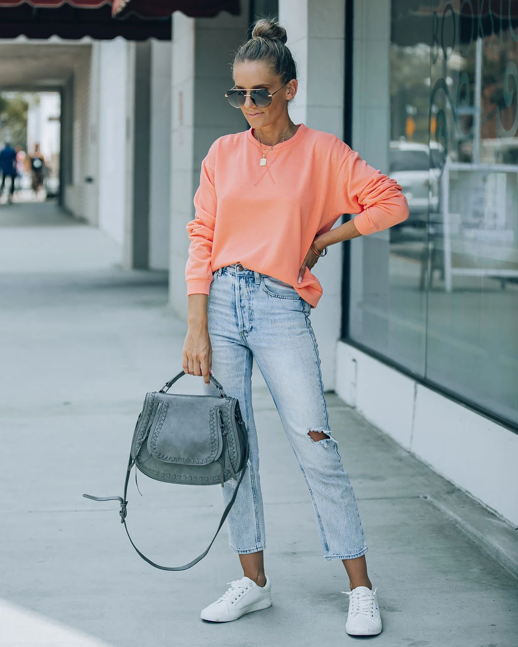 PAPE-001 Comfortably Me Lightweight Pullover - Coral - FINAL SALE - Image 3