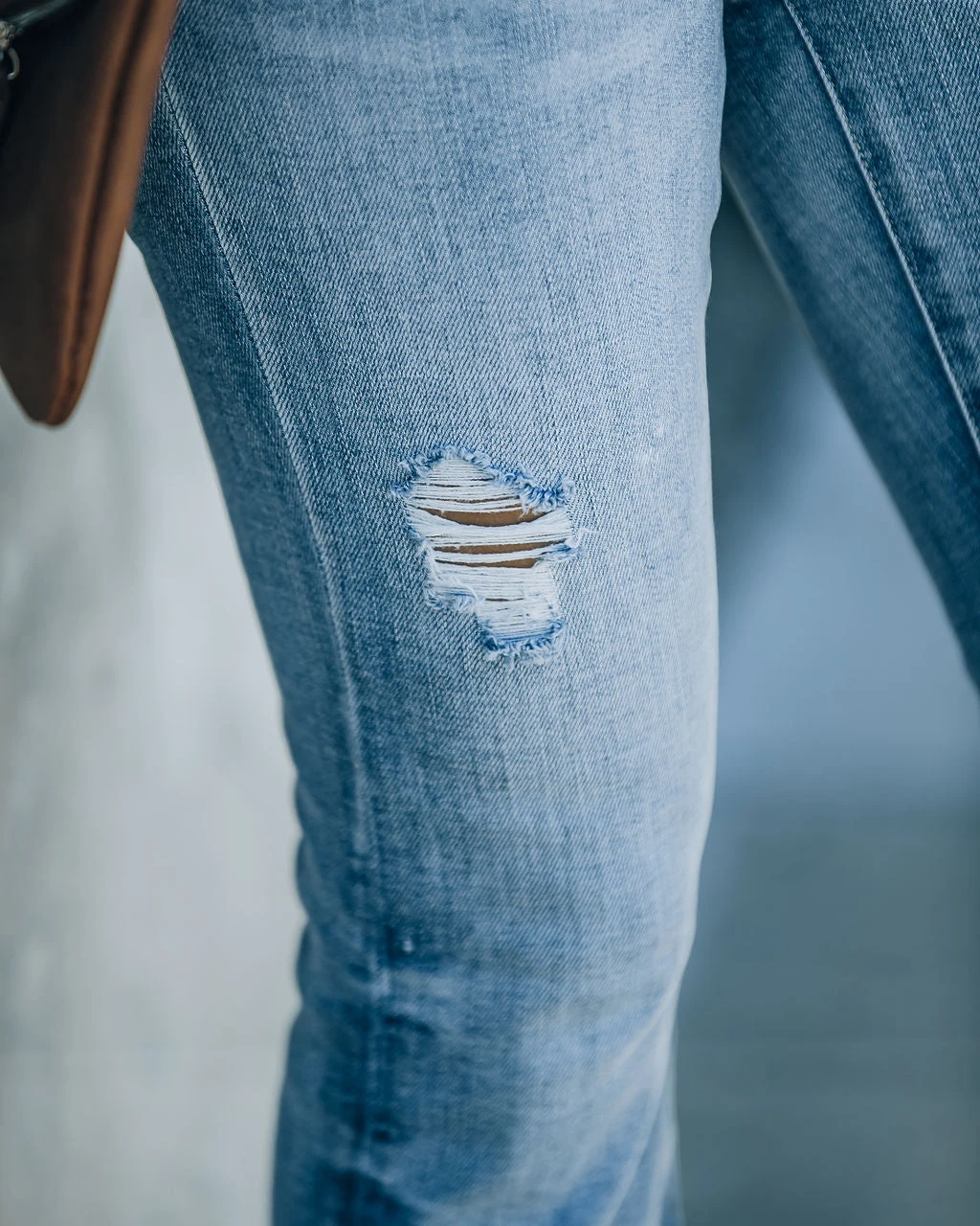 FLYI-001 Levine High Rise Distressed Flare Denim - FINAL SALE - Image 4