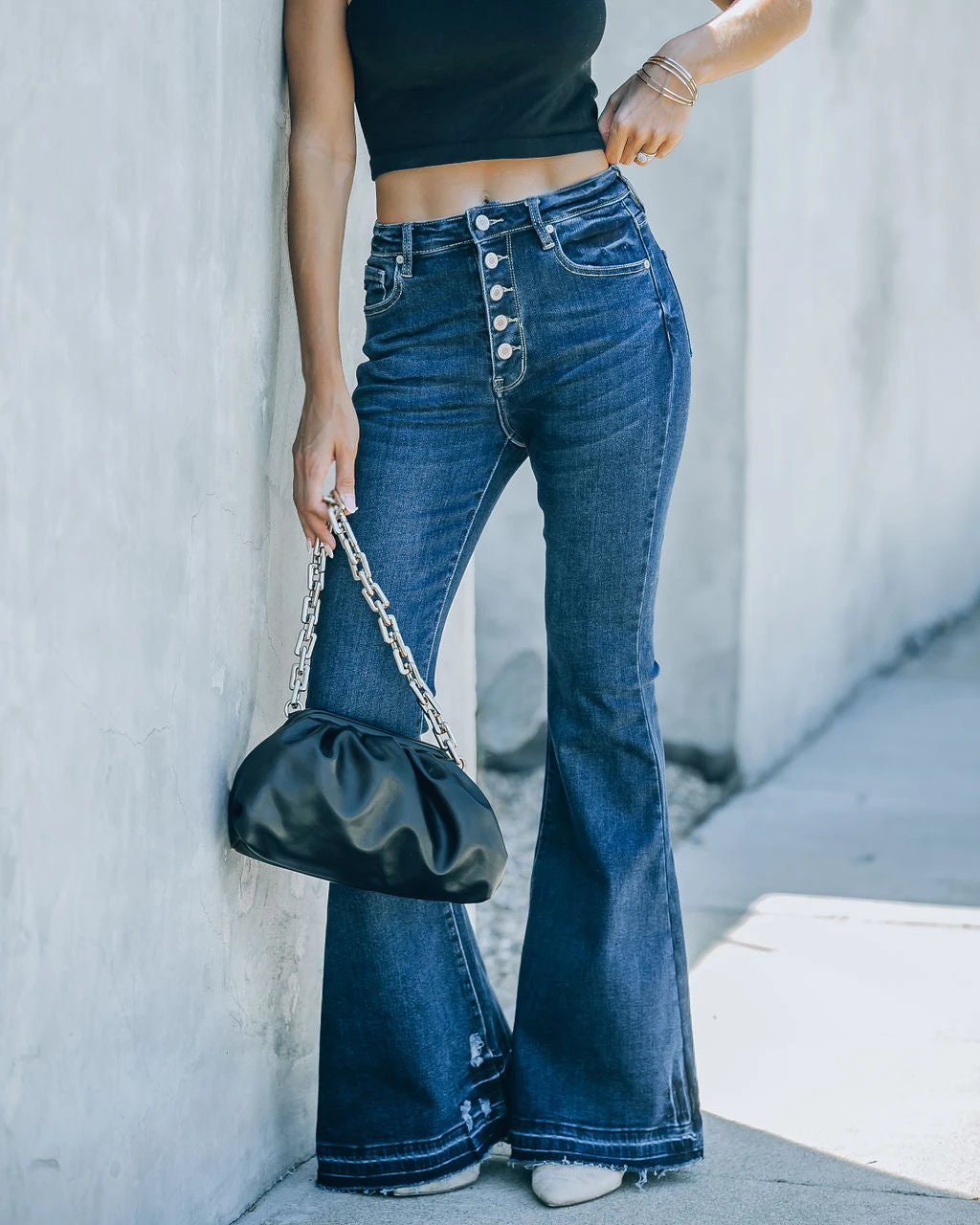 KANC-001 Marsha High Rise Frayed Bell Bottom Denim - FINAL SALE - Image 3