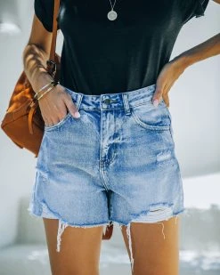 ON T-001 Dollie High Rise Distressed Denim Shorts - FINAL SALE