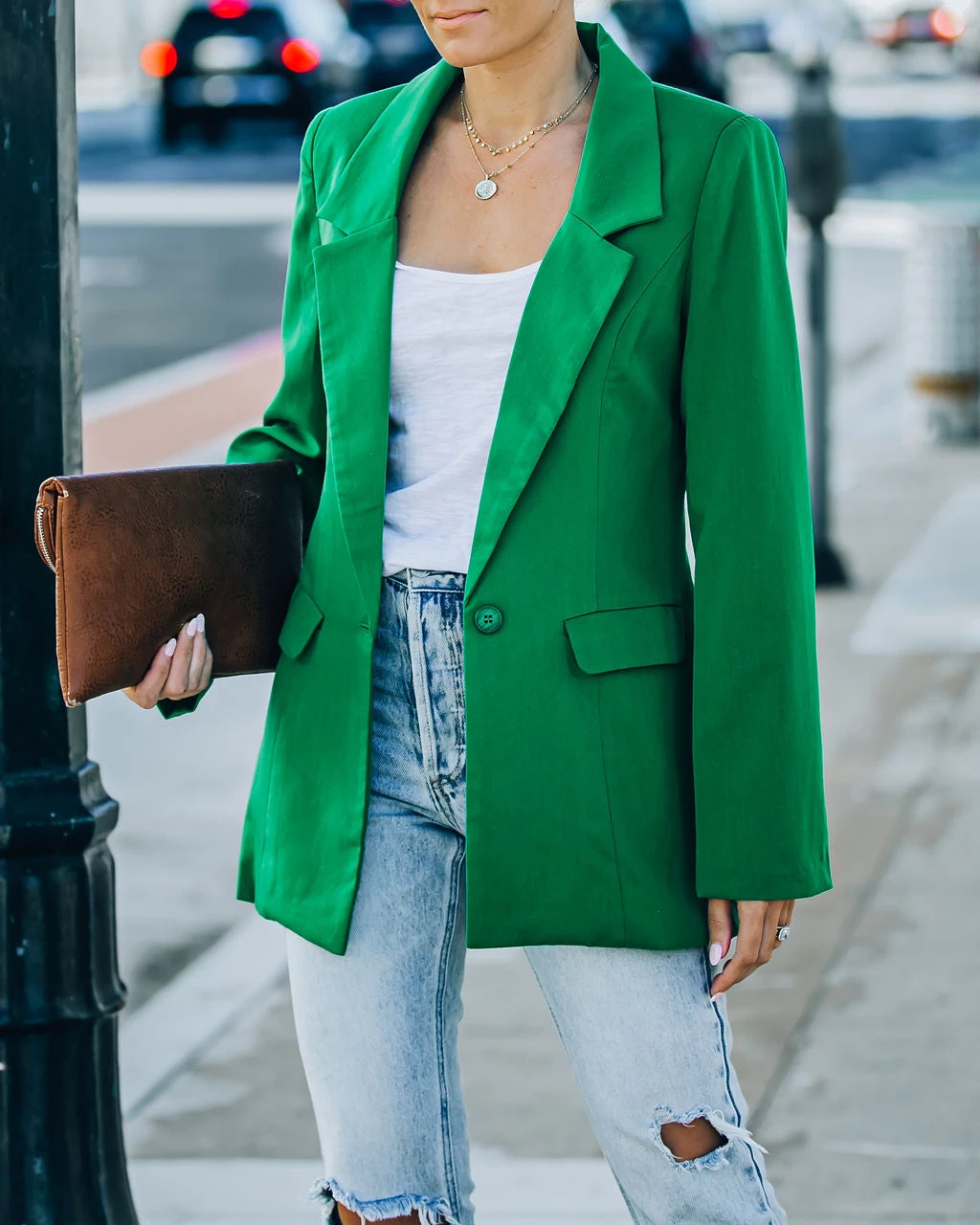 SUGA-001 Runway Pocketed Blazer - Kelly Green - FINAL SALE - Image 3