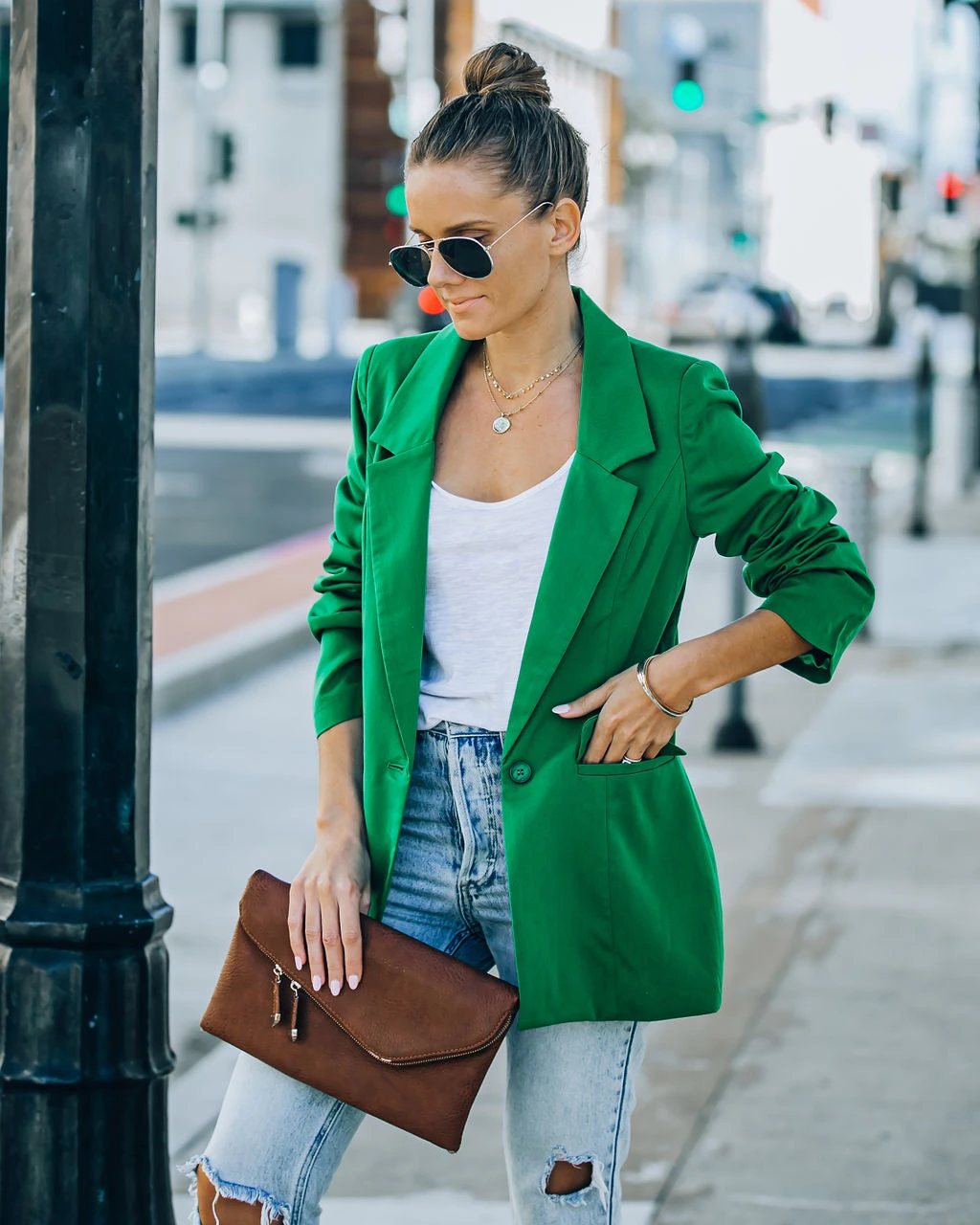 SUGA-001 Runway Pocketed Blazer - Kelly Green - FINAL SALE - Image 7