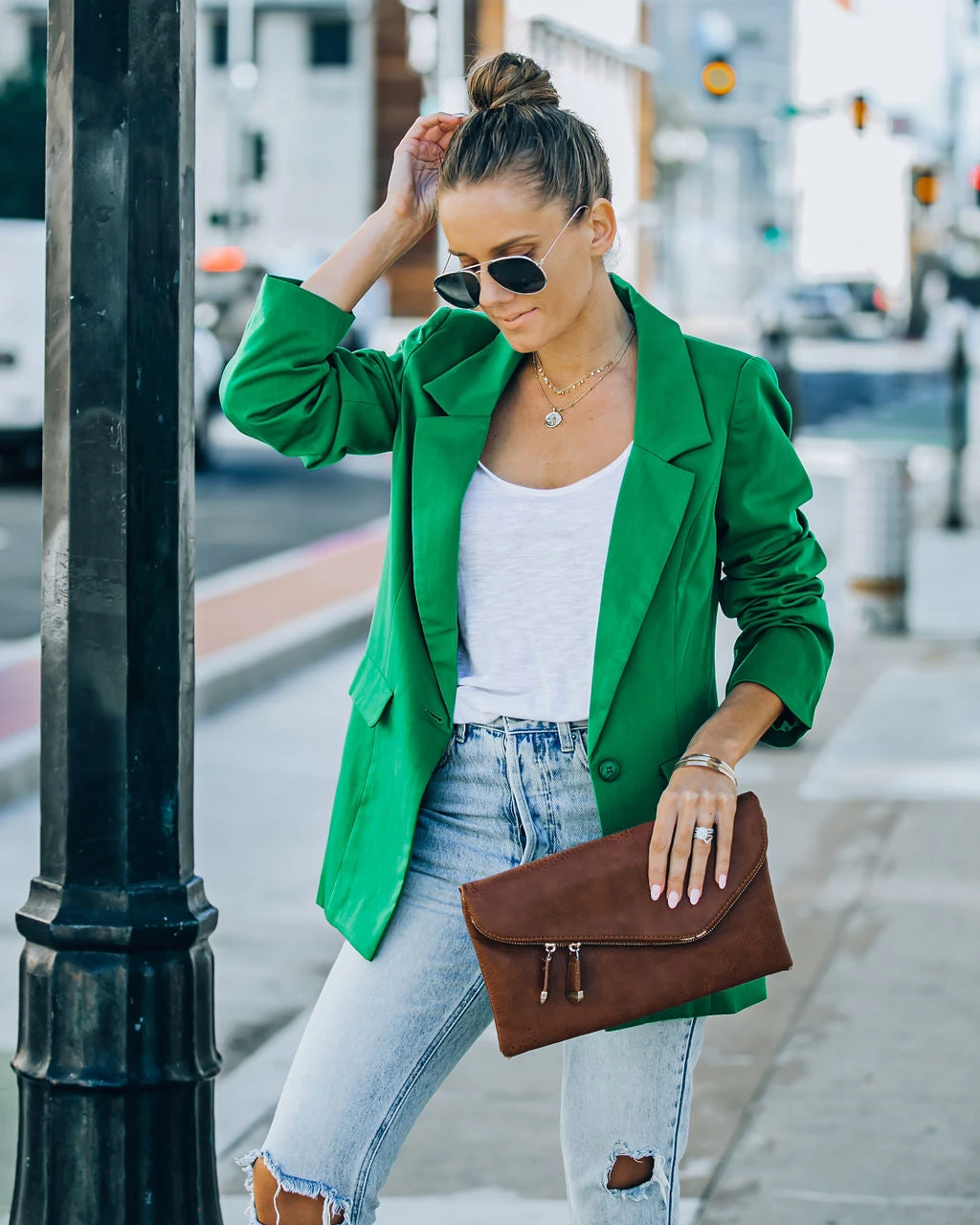 SUGA-001 Runway Pocketed Blazer - Kelly Green - FINAL SALE - Image 10