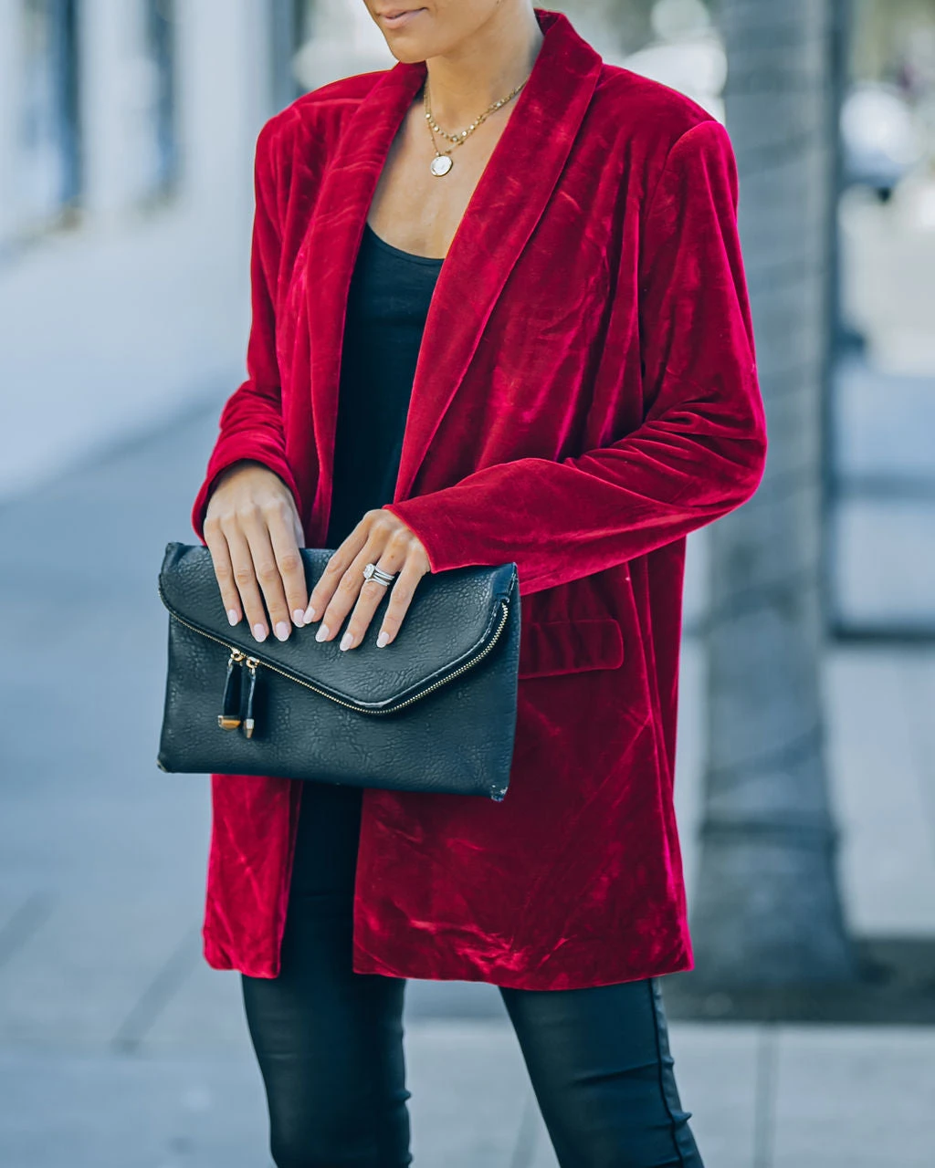 ENDL-001 Chicest Pocketed Velvet Blazer - Wine - FINAL SALE - Image 8