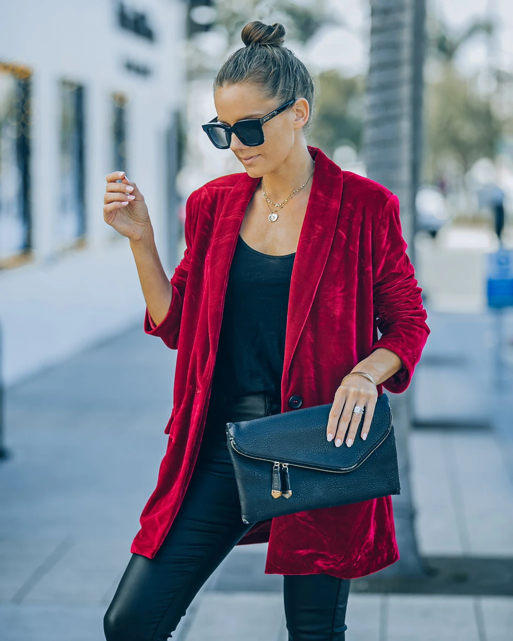 ENDL-001 Chicest Pocketed Velvet Blazer - Wine - FINAL SALE - Image 7