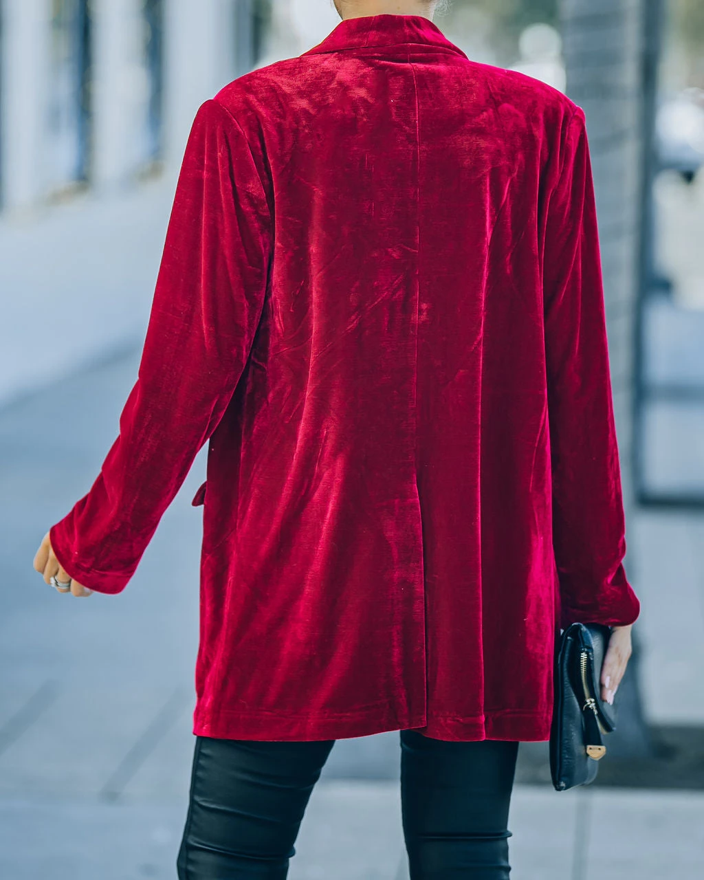 ENDL-001 Chicest Pocketed Velvet Blazer - Wine - FINAL SALE - Image 2