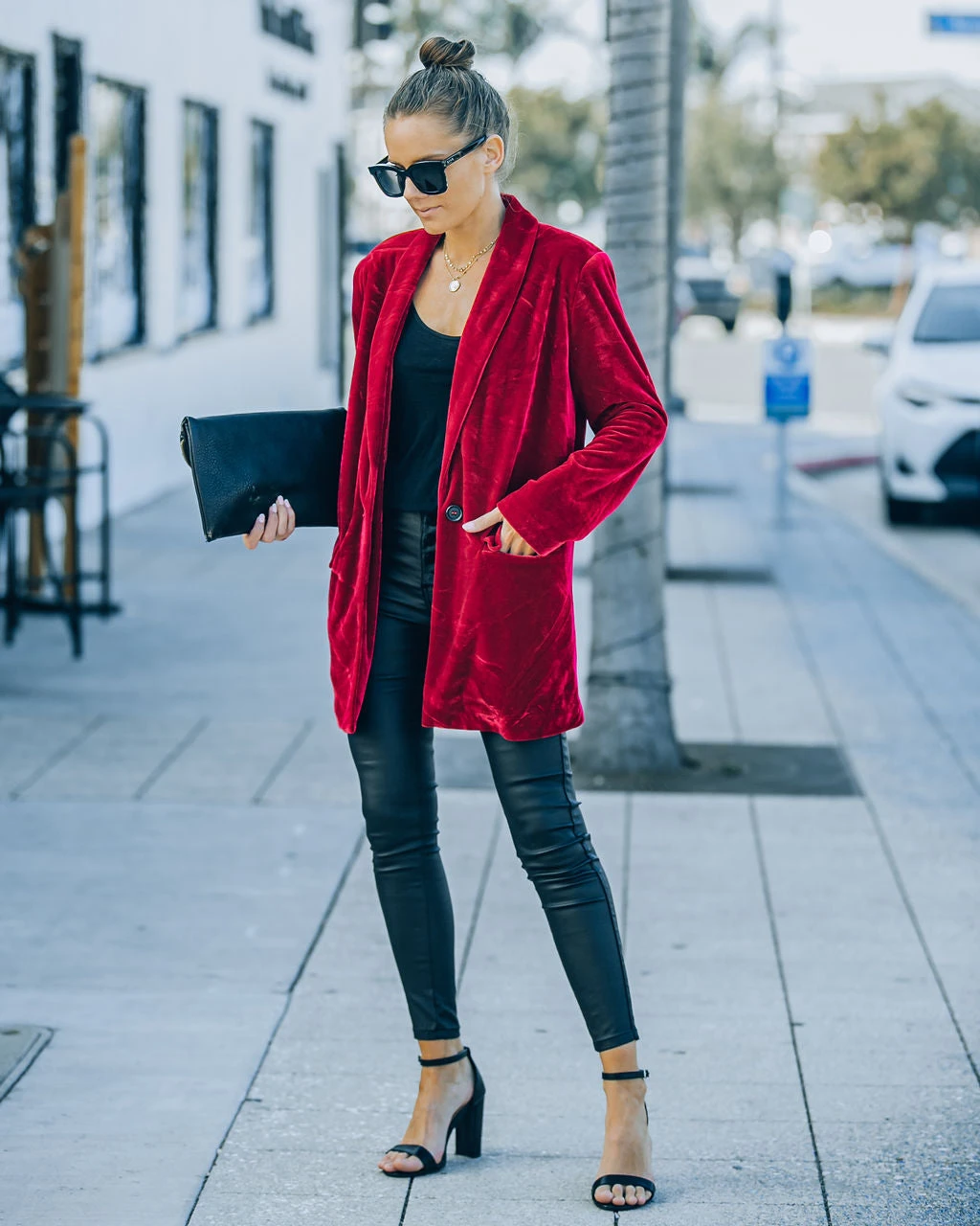 ENDL-001 Chicest Pocketed Velvet Blazer - Wine - FINAL SALE - Image 11