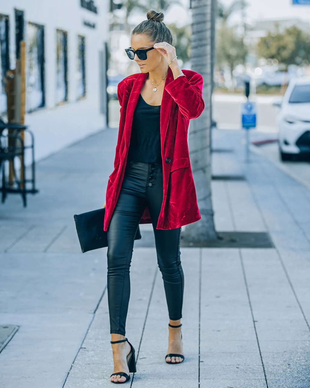 ENDL-001 Chicest Pocketed Velvet Blazer - Wine - FINAL SALE - Image 9