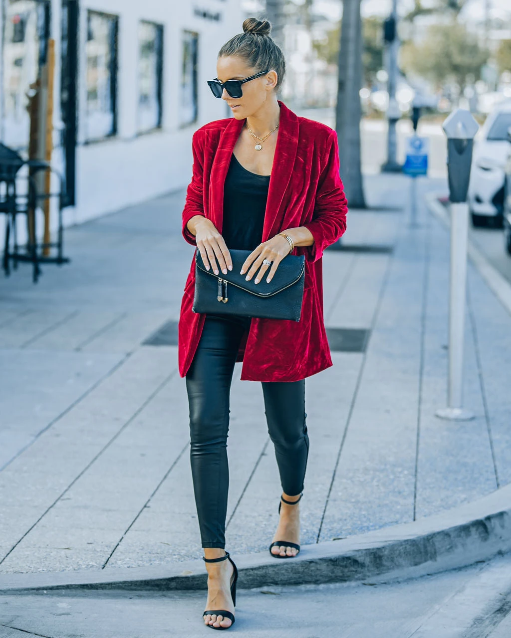 ENDL-001 Chicest Pocketed Velvet Blazer - Wine - FINAL SALE - Image 6