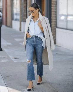 HIDD-002 Shane Distressed High Rise Stretch Crop Flare Jeans - FINAL SALE