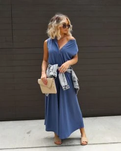 BUCK-001 Cyndella Pocketed Jumpsuit - Navy