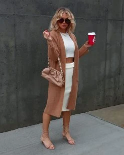 ENDL-001 Alpine Adventures Knit Pocketed Duster Cardigan - Camel - FINAL SALE