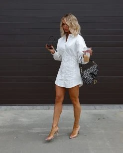 MABL-001 Basically Everything Button Down Tunic - White - FINAL SALE