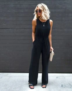 GILL-001 Bailey Pocketed Jumpsuit - Black - SALE