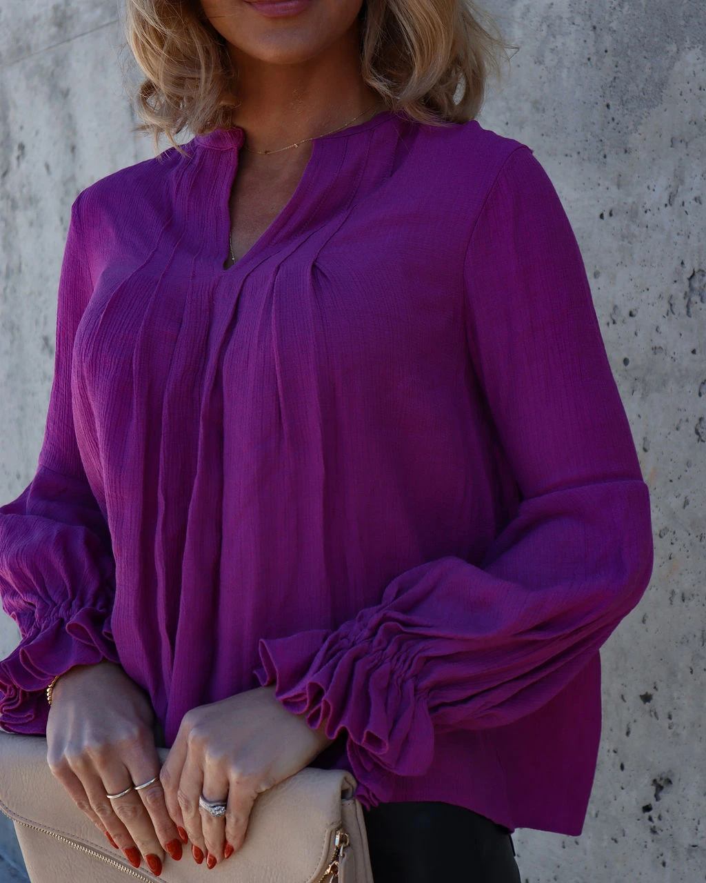 FLAW-001 Golden Age Ruffle Peasant Top - Magenta - FINAL SALE - Image 2