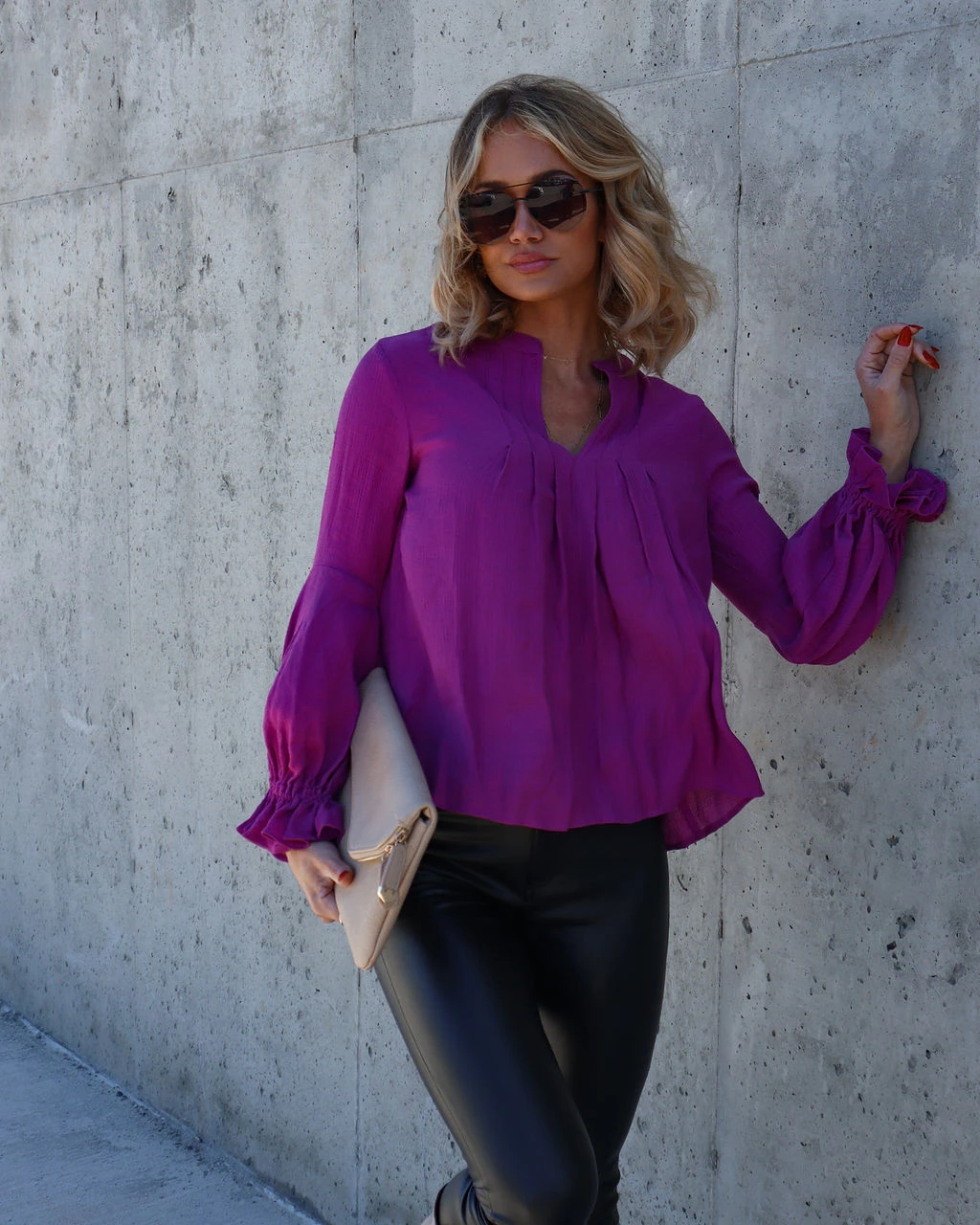 FLAW-001 Golden Age Ruffle Peasant Top - Magenta - FINAL SALE - Image 6