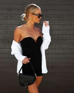 ENDL-001 Moon City Bustier Romper - Black - SALE