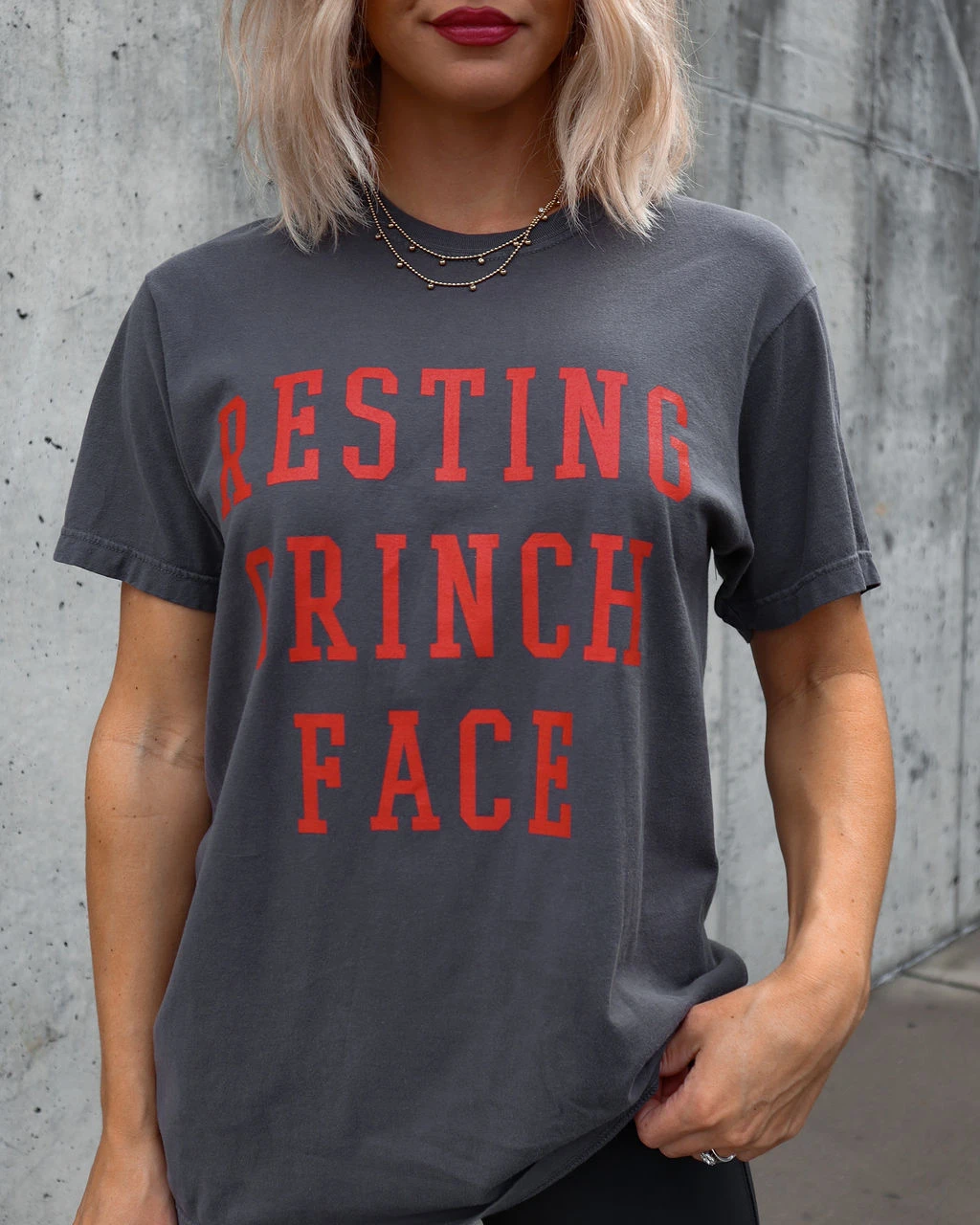 LULU-001 Resting Grinch Face Cotton Tee - Charcoal - FINAL SALE - Image 2
