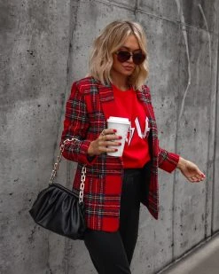 ENDL-001 Eve Pocketed Plaid Blazer - FINAL SALE