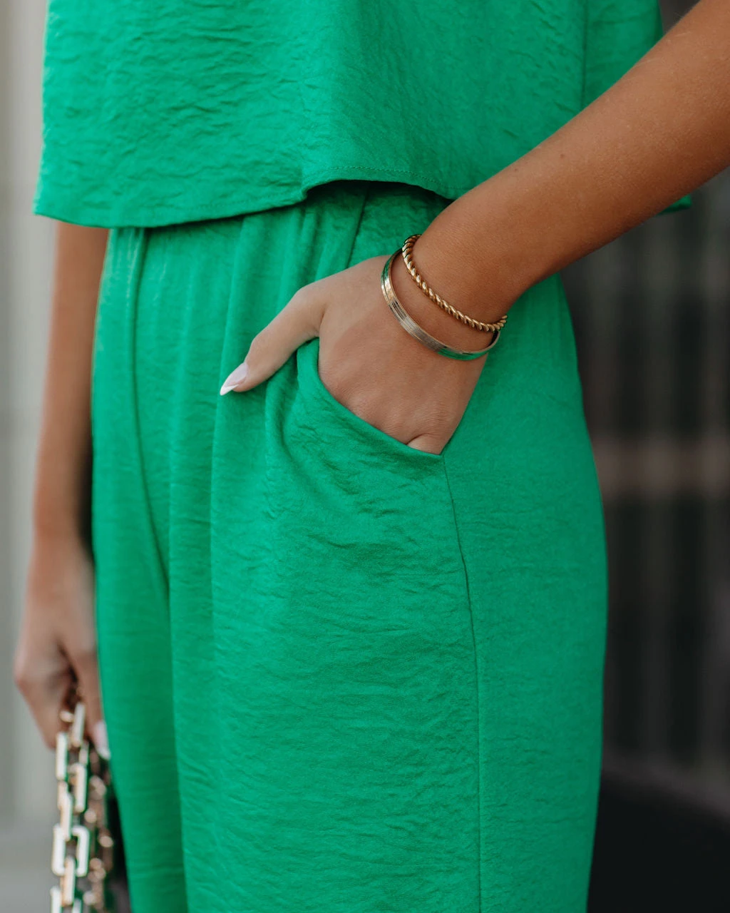 TYCH-001 Fancied Pocketed Satin Jumpsuit - Green - FINAL SALE - Image 4