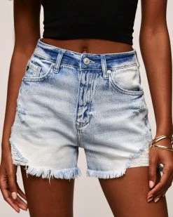 KANC-001 Del Rey High Rise Frayed Hem Jean Shorts
